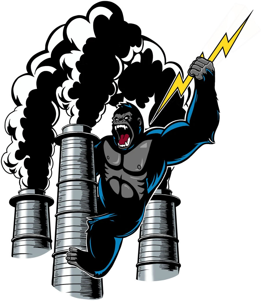 The All Phase Electric gorilla, holding a lightning bolt